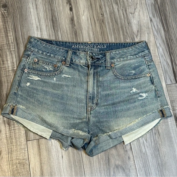 American Eagle Outfitters Womens Distressed Hi-Rise Festival Denim Shorts Size 8 - Picture 1 of 5